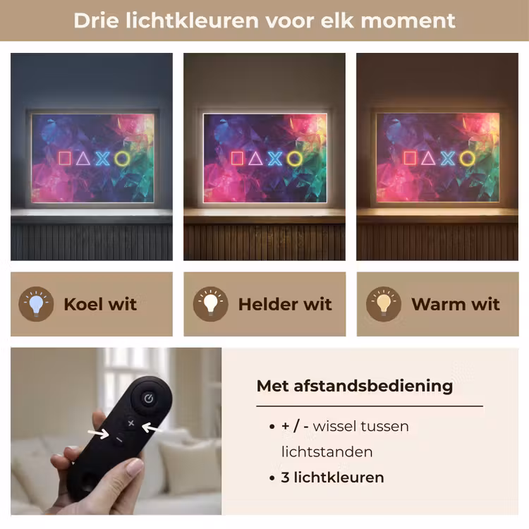 Playstation - Kleurrijk - Abstract - Neon Light Box met batterij (Wandlamp kind) middel -USP_lichtkleurNL