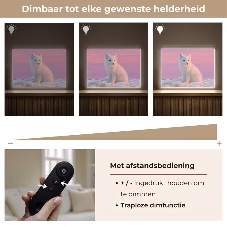 Poolvos - Sneeuw - Roze Light Box met batterij (Wandlamp kind) middel -USP_dimbaarNL