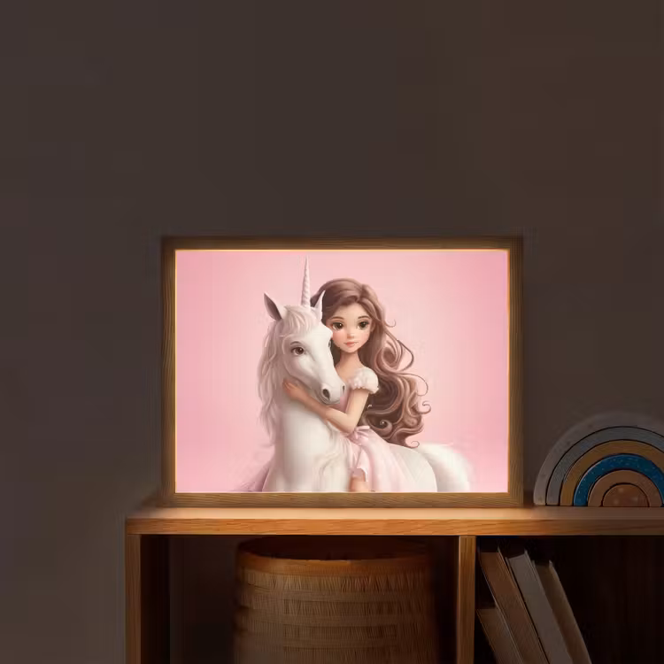 Prinses - Roze - Eenhoorn Light Box met batterij (Wandlamp kind) middel -sfeer1_kind
