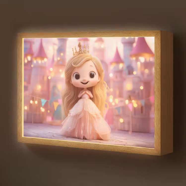 Prinses - Roze - Kasteel Light Box met batterij (Wandlamp kind) middel -z3d_website