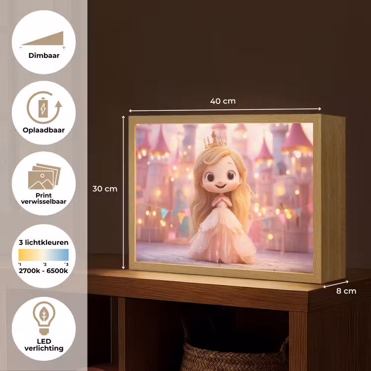 Prinses - Roze - Kasteel Light Box met batterij (Wandlamp kind) middel -USP_websiteoverzichtNL