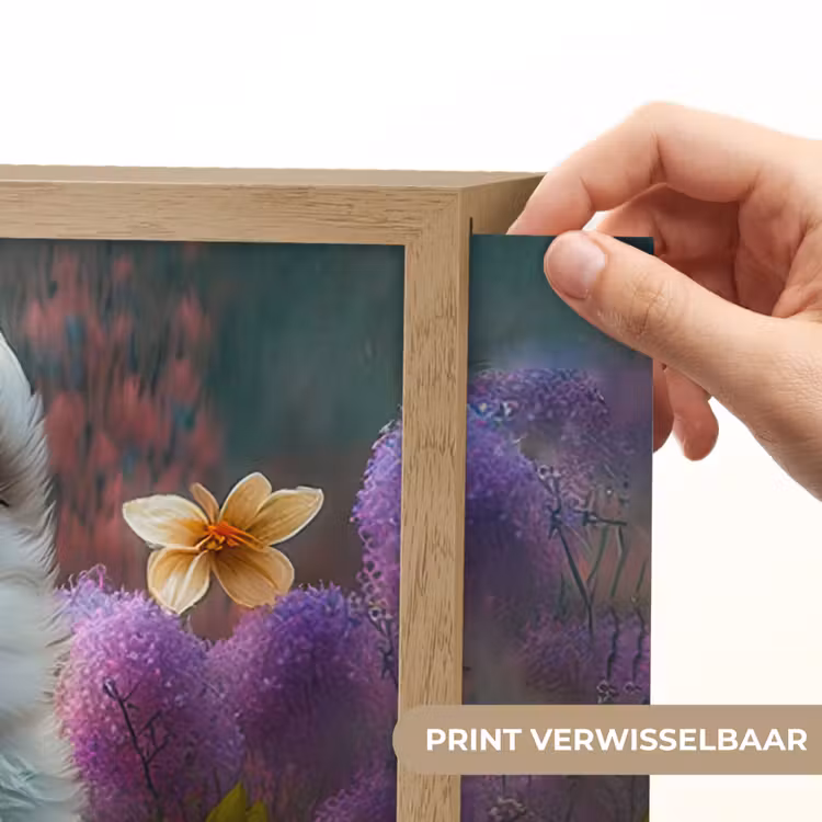 Puppy - Bloemen - Planten - Natuur - Husky Light Box met batterij (Wandlamp kind) middel -USP_websiteprintNL