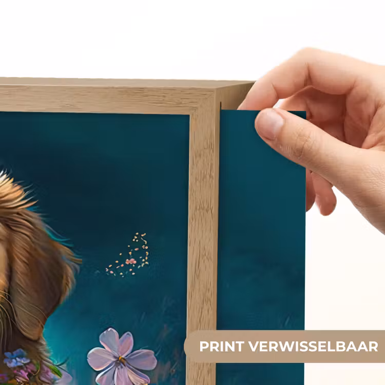 Puppy - Bloemenkrans - Vlinder - Hond - Golden retriever Light Box met batterij (Wandlamp kind) middel -USP_websiteprintNL