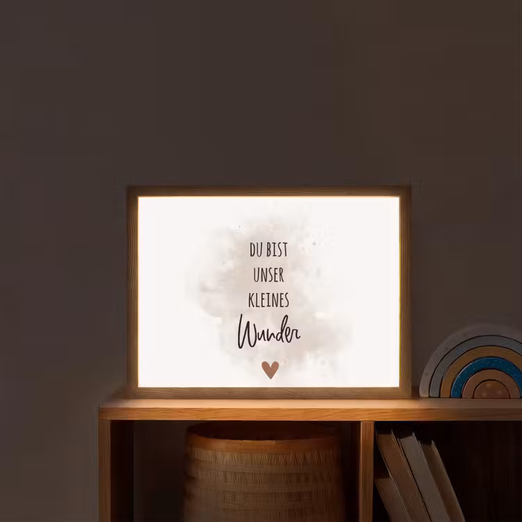 Quote - Wonder - Beige - Wit - Hart Light Box met batterij (Wandlamp kind) middel -sfeer1_kind
