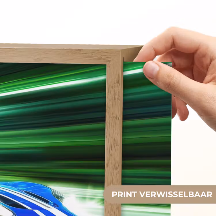 Race auto - Blauw - Groen Light Box met batterij (Wandlamp kind) middel -USP_websiteprintNL
