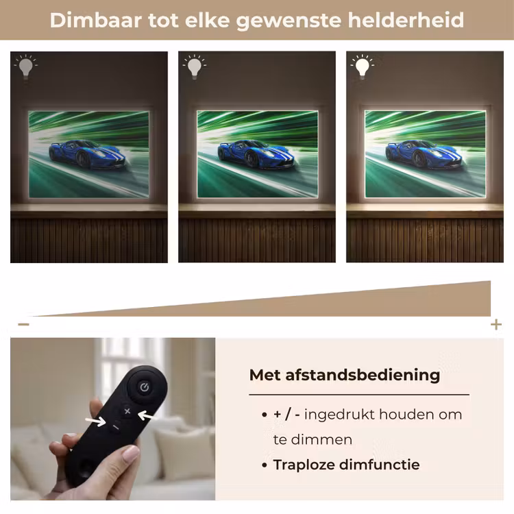 Race auto - Blauw - Groen Light Box met batterij (Wandlamp kind) middel -USP_dimbaarNL