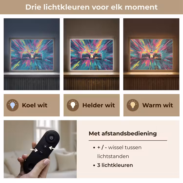 Raceauto - Abstract - Strepen - Blauw Light Box met batterij (Wandlamp kind) middel -USP_lichtkleurNL