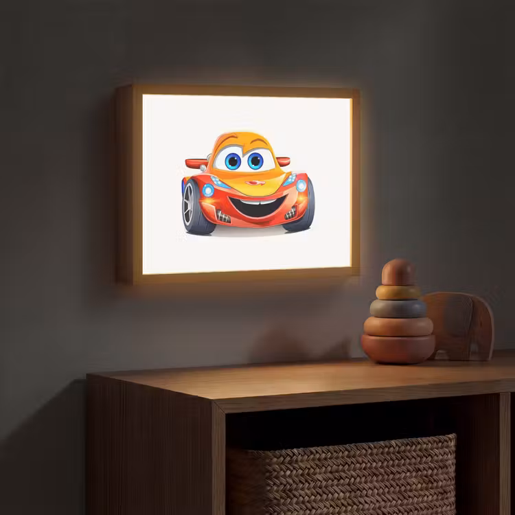 Raceauto - Oranje - Jongens - Kinderen - Auto Light Box met batterij (Wandlamp kind) middel -sfeer5_kind