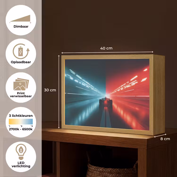 Raceauto - Rood - Blauw - Snelheid Light Box met batterij (Wandlamp kind) middel -USP_websiteoverzichtNL