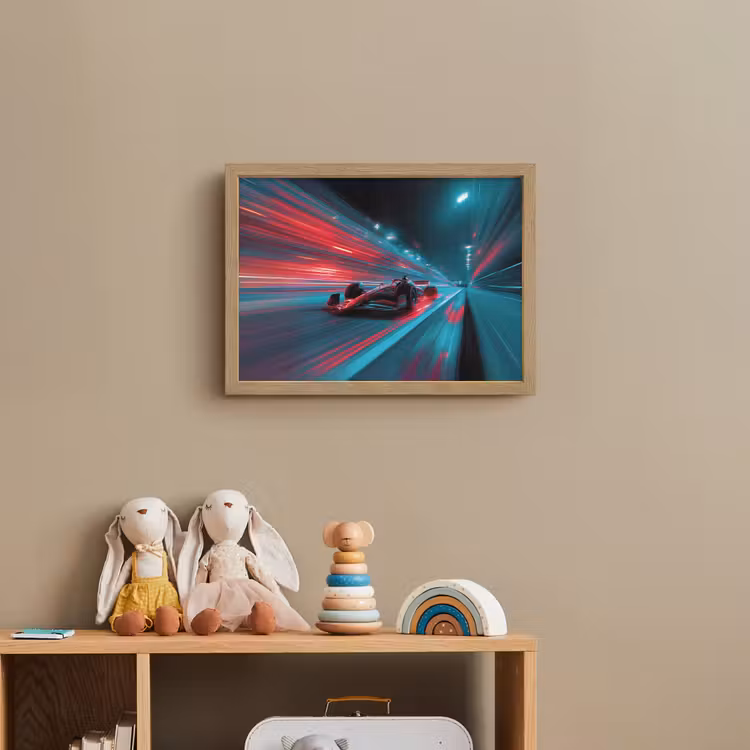Raceauto - Rood - Snelheid Light Box met batterij (Wandlamp kind) middel -sfeer2_kind