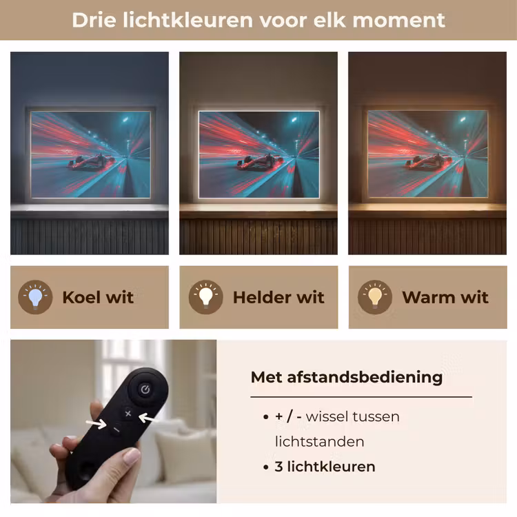 Raceauto - Rood - Snelheid Light Box met batterij (Wandlamp kind) middel -USP_lichtkleurNL
