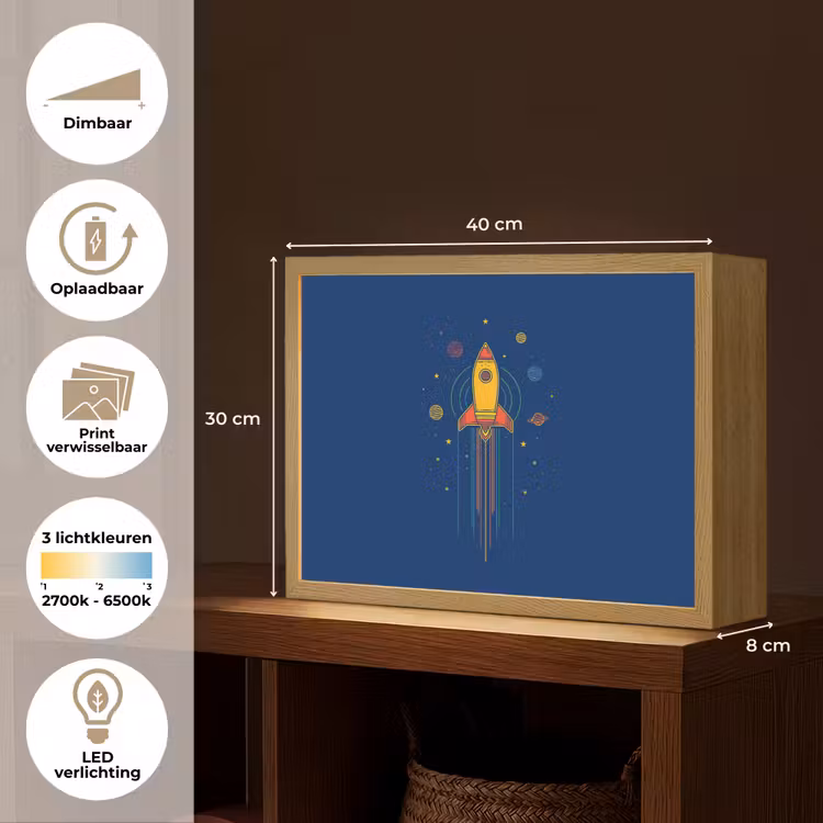 Raket - Blauw - Sterren Light Box met batterij (Wandlamp kind) middel -USP_websiteoverzichtNL