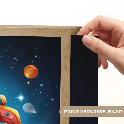Raket - Ruimte - Planeten - Kinderen - Jongen Light Box met batterij (Wandlamp kind) middel -USP_websiteprintNL