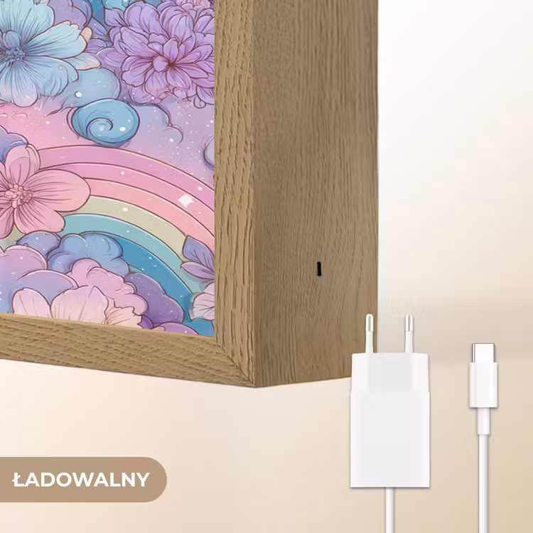 Regenbogen - Bloemen - Kleurrijk - Wolken Light Box met batterij (Wandlamp kind) middel -USP_websiteoplaadbaarNL