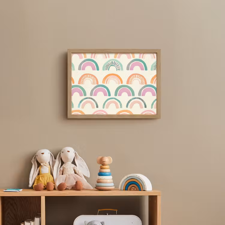 Regenboog - Pastel - Patroon Light Box met batterij (Wandlamp kind) middel -sfeer2_kind