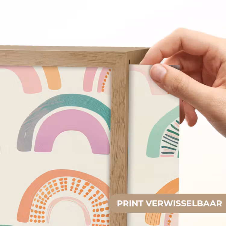 Regenboog - Pastel - Patroon Light Box met batterij (Wandlamp kind) middel -USP_websiteprintNL