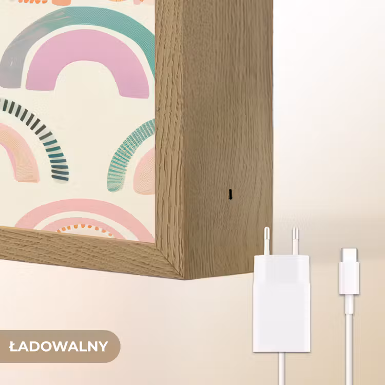 Regenboog - Pastel - Patroon Light Box met batterij (Wandlamp kind) middel -USP_websiteoplaadbaarNL