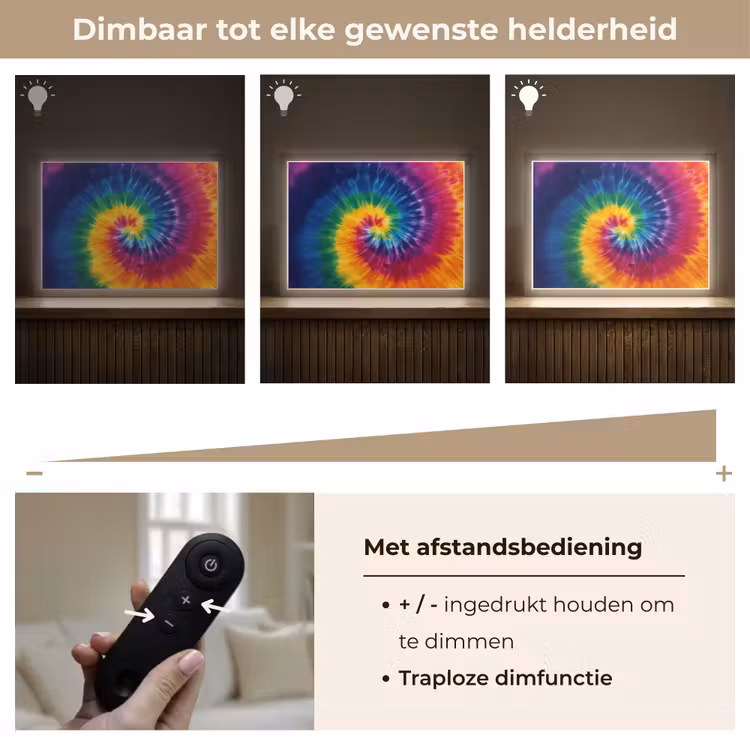 Regenboogkleuren - Spiraal - Kleurrijk Light Box met batterij (Wandlamp kind) middel -USP_dimbaarNL