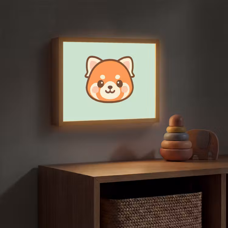 Rode panda - Groen - Cartoon Light Box met batterij (Wandlamp kind) middel -sfeer5_kind