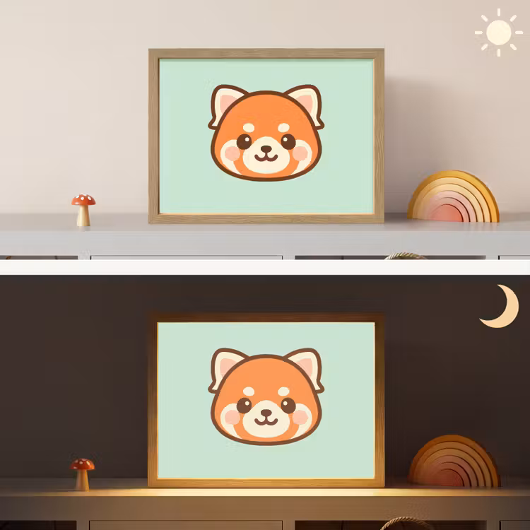 Rode panda - Groen - Cartoon Light Box met batterij (Wandlamp kind) middel -sfeer3_kind