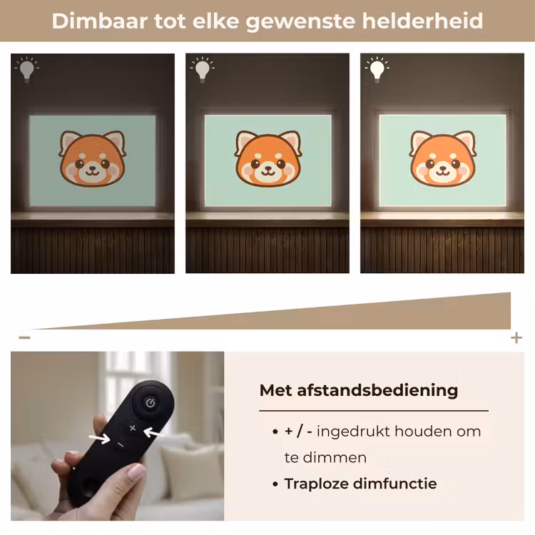 Rode panda - Groen - Cartoon Light Box met batterij (Wandlamp kind) middel -USP_dimbaarNL