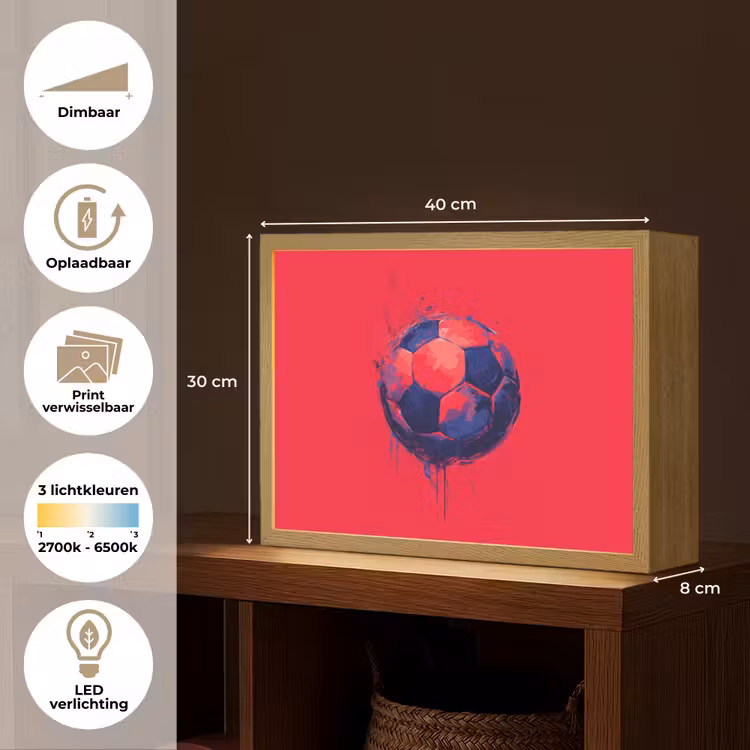 Rood - Voetbal - Abstract - Verfspatten Light Box met batterij (Wandlamp kind) middel -USP_websiteoverzichtNL