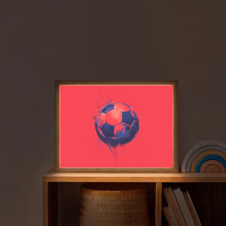 Rood - Voetbal - Abstract - Verfspatten Light Box met batterij (Wandlamp kind) middel -sfeer1_kind