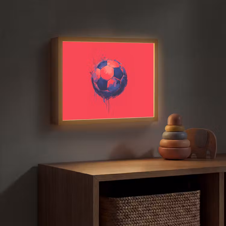 Rood - Voetbal - Abstract - Verfspatten Light Box met batterij (Wandlamp kind) middel -sfeer5_kind
