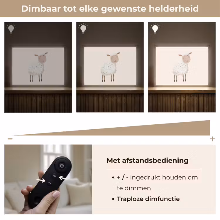 Schaap - Boerderij dier - Dieren Light Box met batterij (Wandlamp kind) middel -USP_dimbaarNL