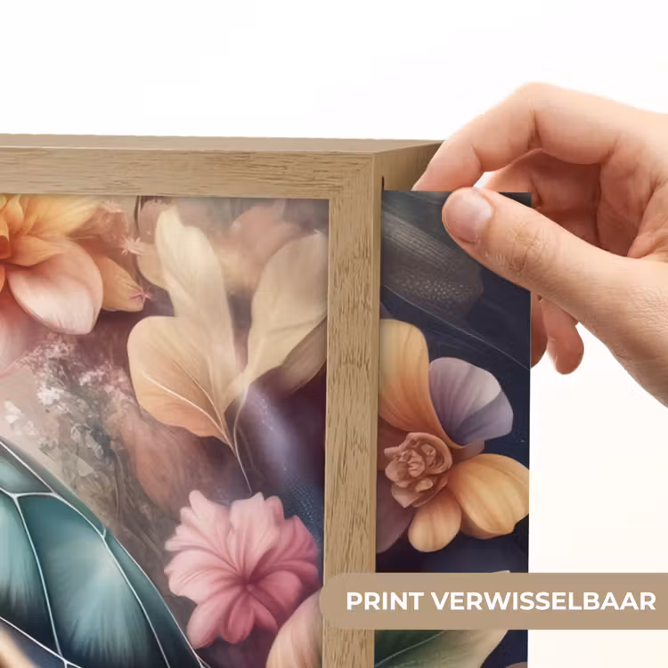 Schildpad - Bloemen - Onderwater Light Box met batterij (Wandlamp kind) middel -USP_websiteprintNL