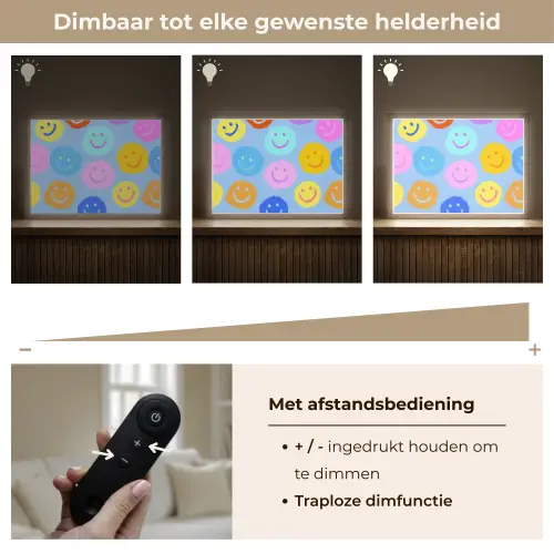 Smileys - Kleurrijk - Grappig Light Box met batterij (Wandlamp kind) middel -USP_dimbaarNL