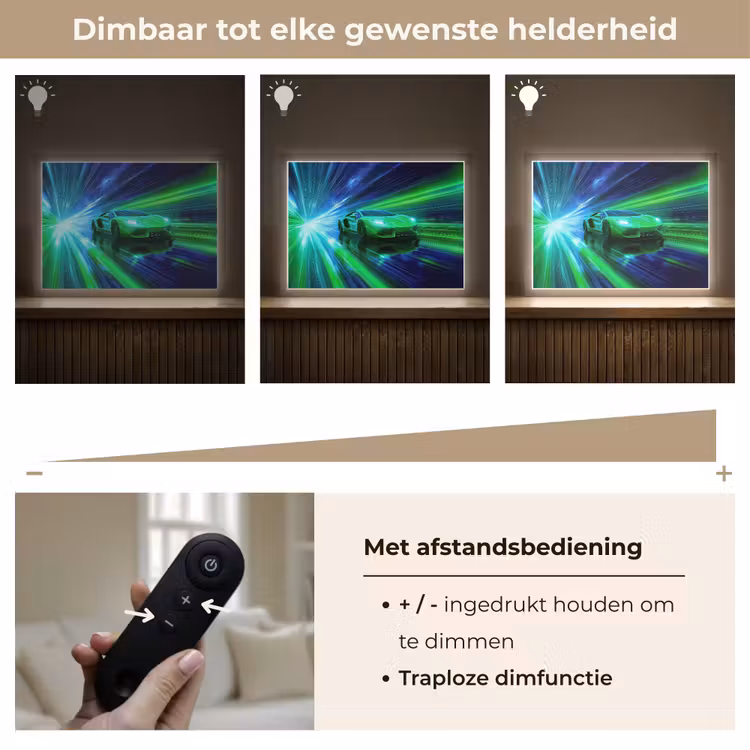 Snelheid - Licht - Sportwagen - Groen Light Box met batterij (Wandlamp kind) middel -USP_dimbaarNL