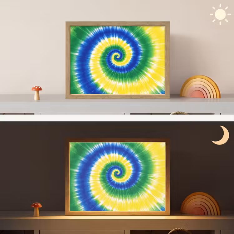 Spiraal - Groen - Draaiend Light Box met batterij (Wandlamp kind) middel -sfeer3_kind