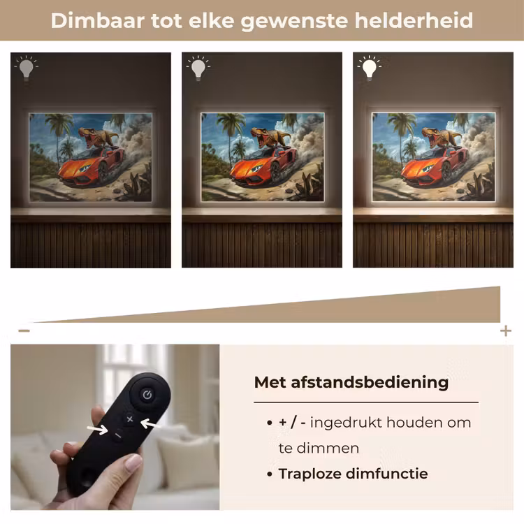 Sportauto - Rood - Dino Light Box met batterij (Wandlamp kind) middel -USP_dimbaarNL