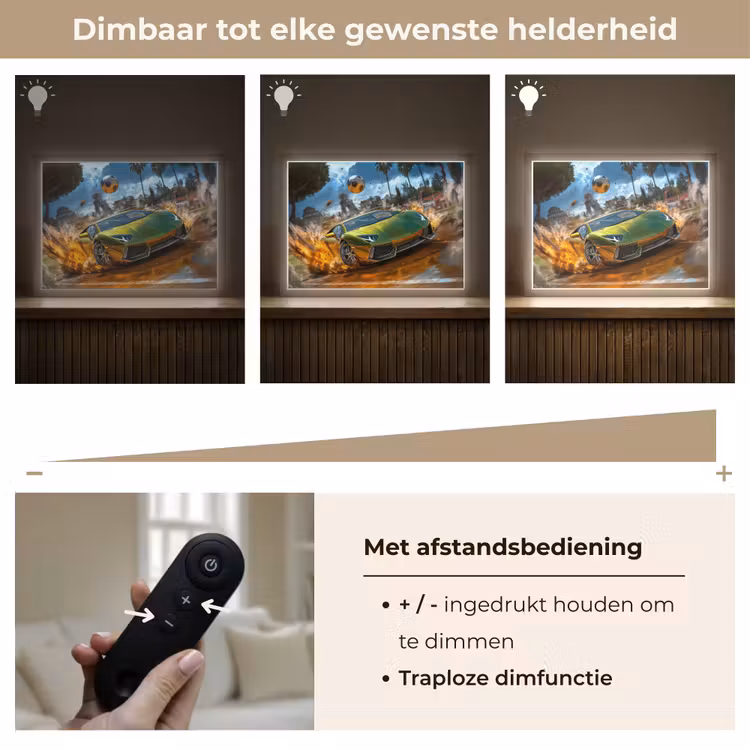 Sportwagen - Groen - Voetbal Light Box met batterij (Wandlamp kind) middel -USP_dimbaarNL