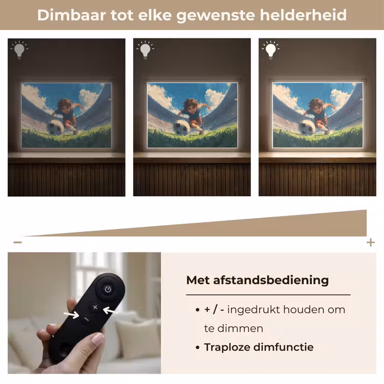 Stadion - Voetballer - Bal Light Box met batterij (Wandlamp kind) middel -USP_dimbaarNL