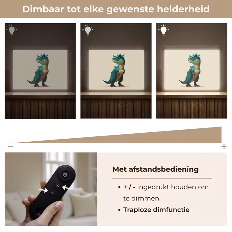 Stekels - Dino - Blauw - Gespierd Light Box met batterij (Wandlamp kind) middel -USP_dimbaarNL