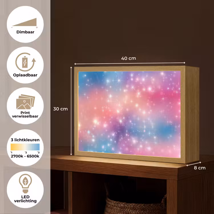 Sterren - Abstract - Kleuren Light Box met batterij (Wandlamp kind) middel -USP_websiteoverzichtNL