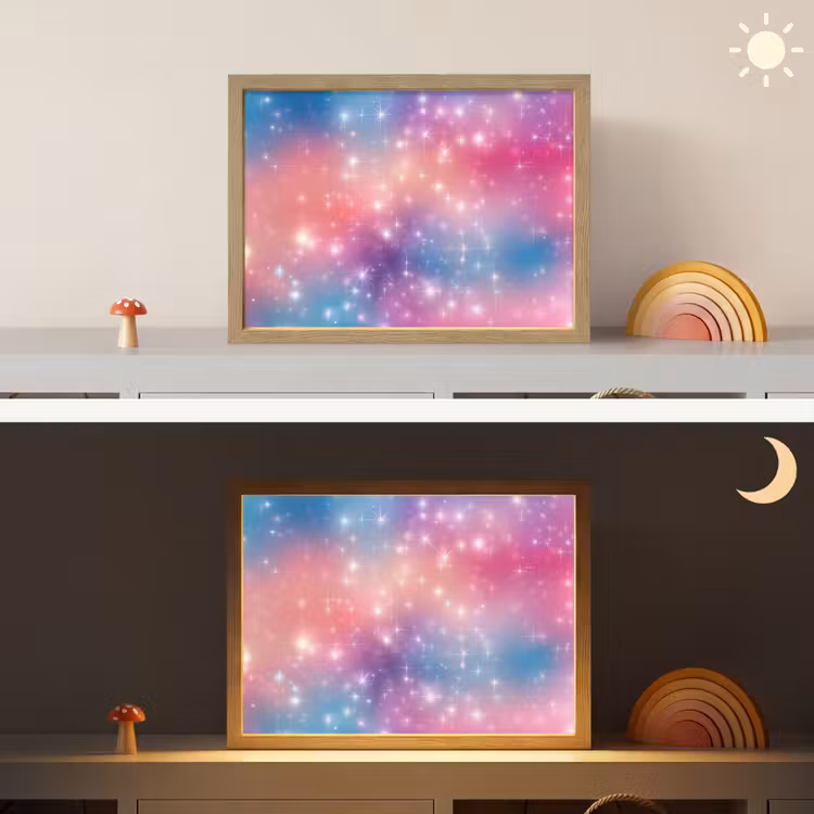 Sterren - Abstract - Kleuren Light Box met batterij (Wandlamp kind) middel -sfeer3_kind