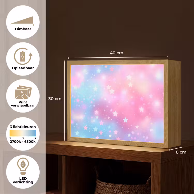 Sterren - Roze - Blauw Light Box met batterij (Wandlamp kind) middel -USP_websiteoverzichtNL