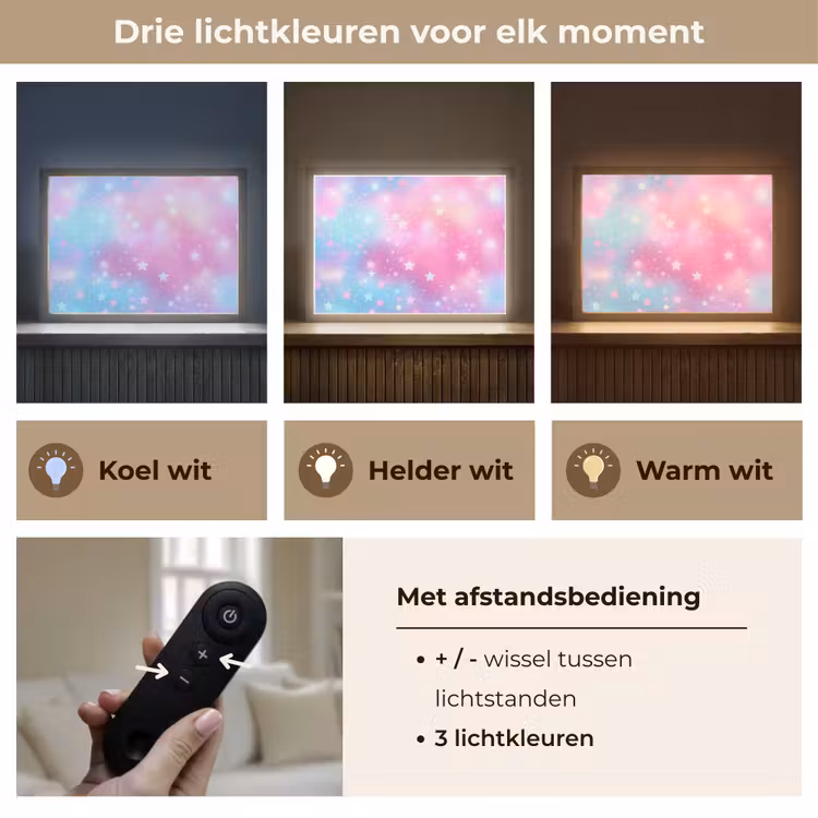 Sterren - Roze - Blauw Light Box met batterij (Wandlamp kind) middel -USP_lichtkleurNL
