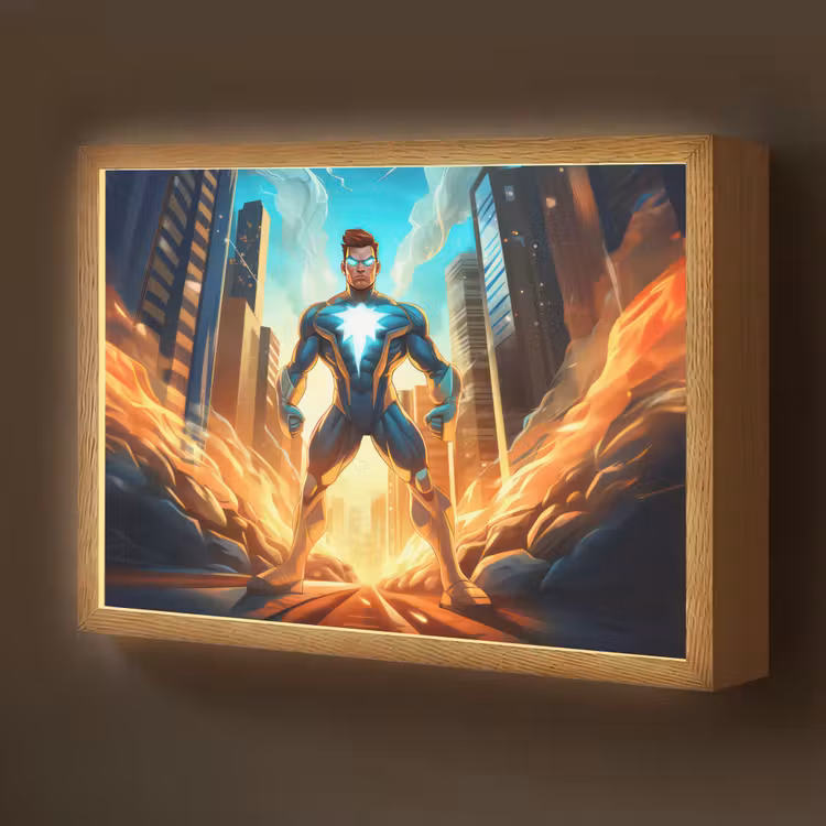 Superhelden - Kinderen - Jongens Light Box met batterij (Wandlamp kind) middel -z3d_website