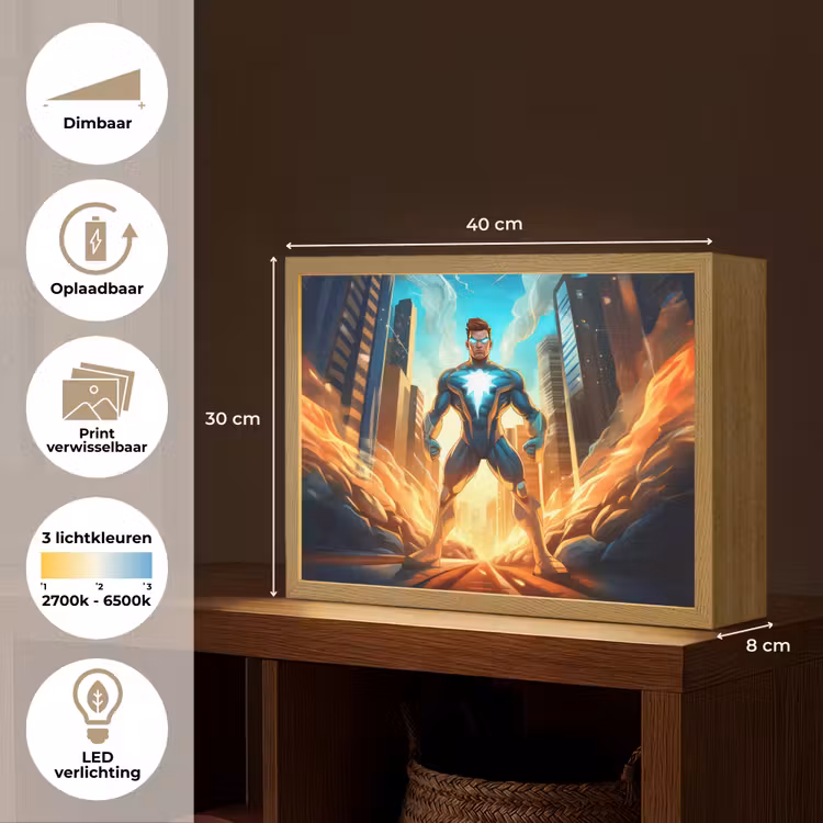 Superhelden - Kinderen - Jongens Light Box met batterij (Wandlamp kind) middel -USP_websiteoverzichtNL