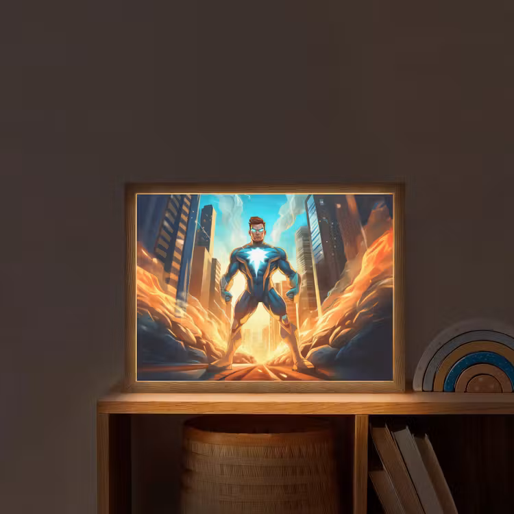 Superhelden - Kinderen - Jongens Light Box met batterij (Wandlamp kind) middel -sfeer1_kind