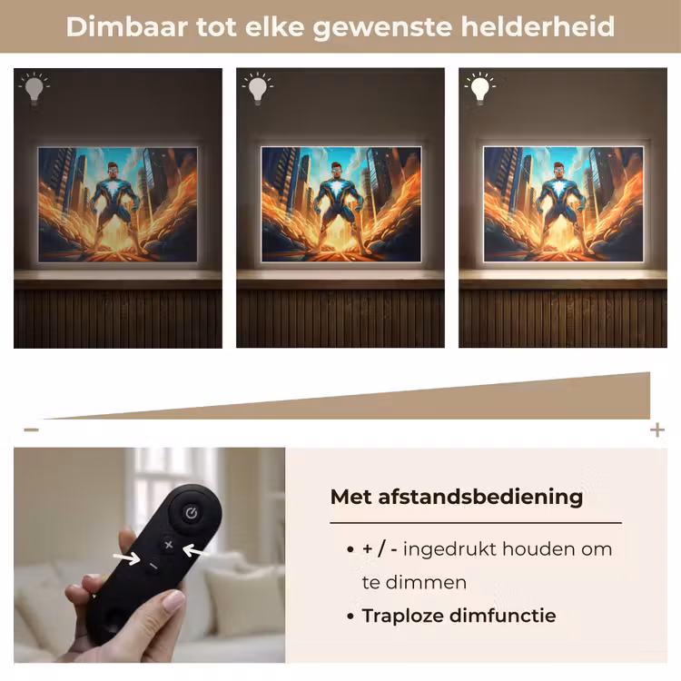 Superhelden - Kinderen - Jongens Light Box met batterij (Wandlamp kind) middel -USP_dimbaarNL