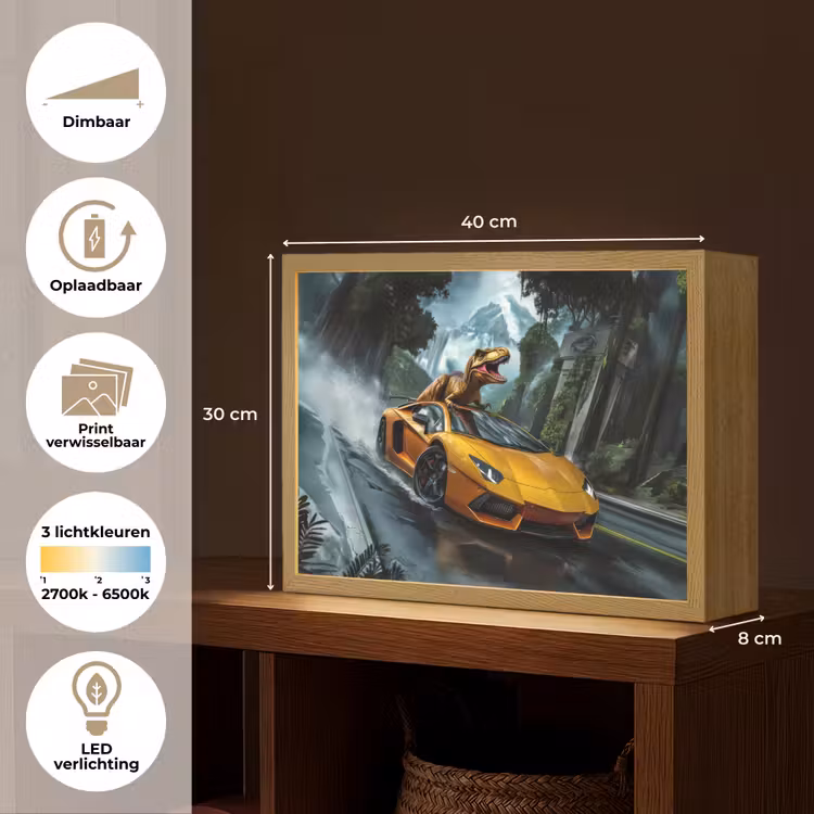 T-Rex - Auto - Regenwoud Light Box met batterij (Wandlamp kind) middel -USP_websiteoverzichtNL