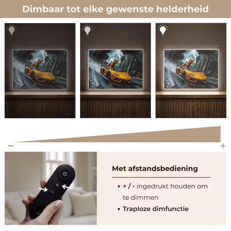T-Rex - Auto - Regenwoud Light Box met batterij (Wandlamp kind) middel -USP_dimbaarNL