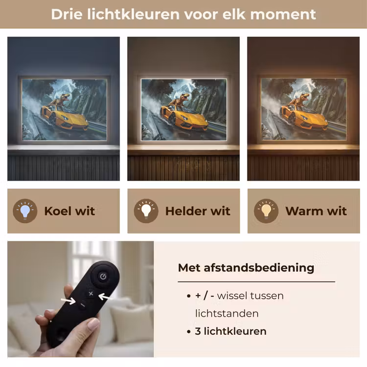 T-Rex - Auto - Regenwoud Light Box met batterij (Wandlamp kind) middel -USP_lichtkleurNL