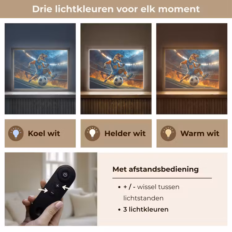 T-Rex - Voetbal - Stadion Light Box met batterij (Wandlamp kind) middel -USP_lichtkleurNL