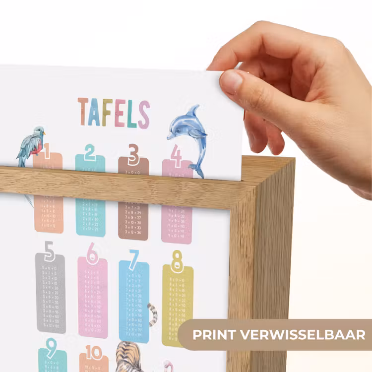 Tafels van vermenigvuldiging - Leren rekenen voor kinderen - Getallen oefenen - Dieren Light Box met kabel (Wandlamp kind) klein -USP_websiteprintNL